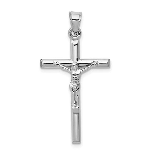 Million Charms 10k White Gold Religious Crucifix Necklace Charm Pendant